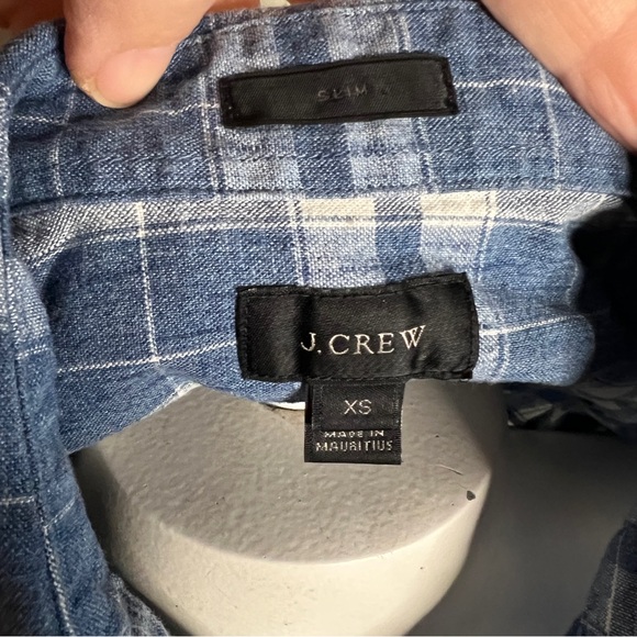 J.Crew Plaid Blue Slim Fit Button Down Cotton Casual Shirt Men's XS - Picture 3 of 5